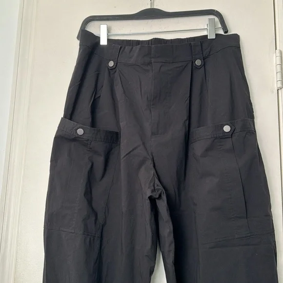 Gentle Herd Black Pocket Taper Cotton Nylon Blend Ankle High Waist Pants Size XL - Picture 3 of 10